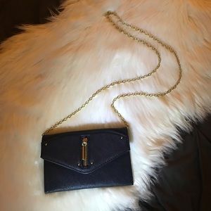 Black cross body bag gold chain